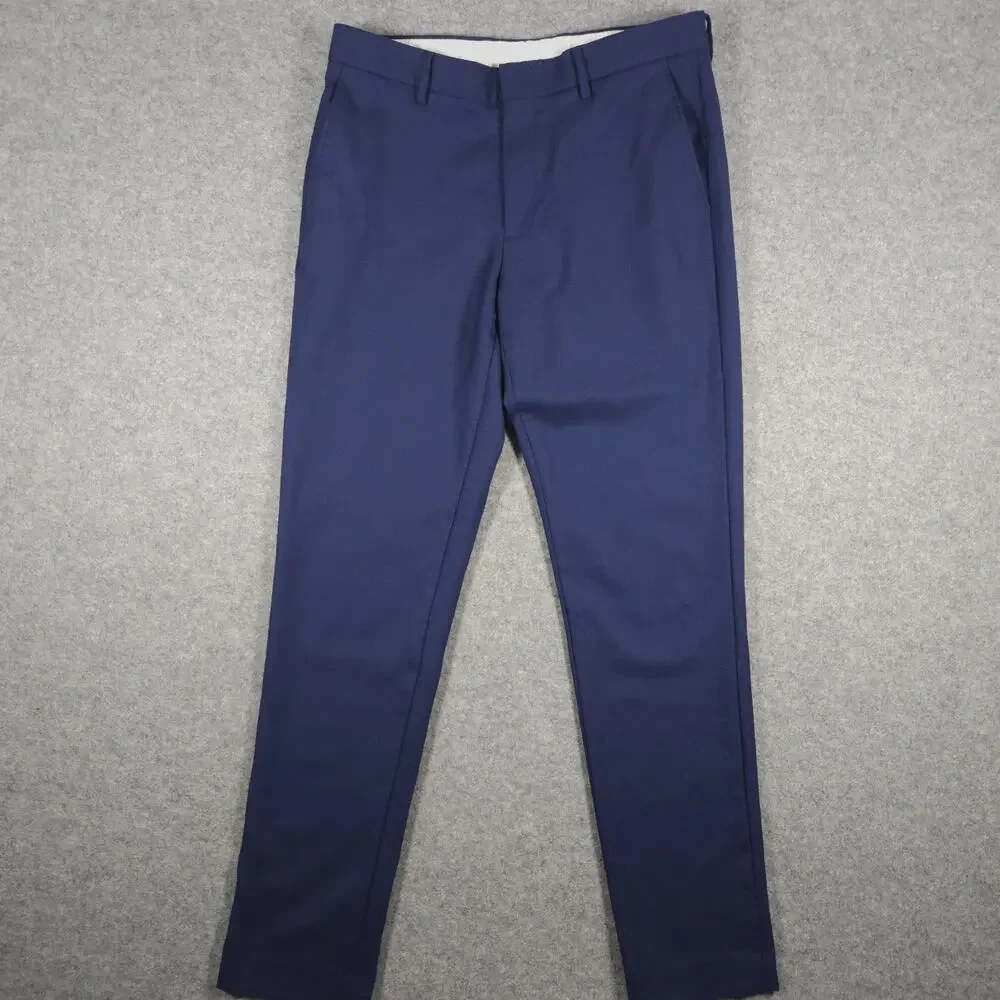 J Crew Bowery Slim Fit Pants Mens Blue 100% Wool 34x32 Office Classic Navy